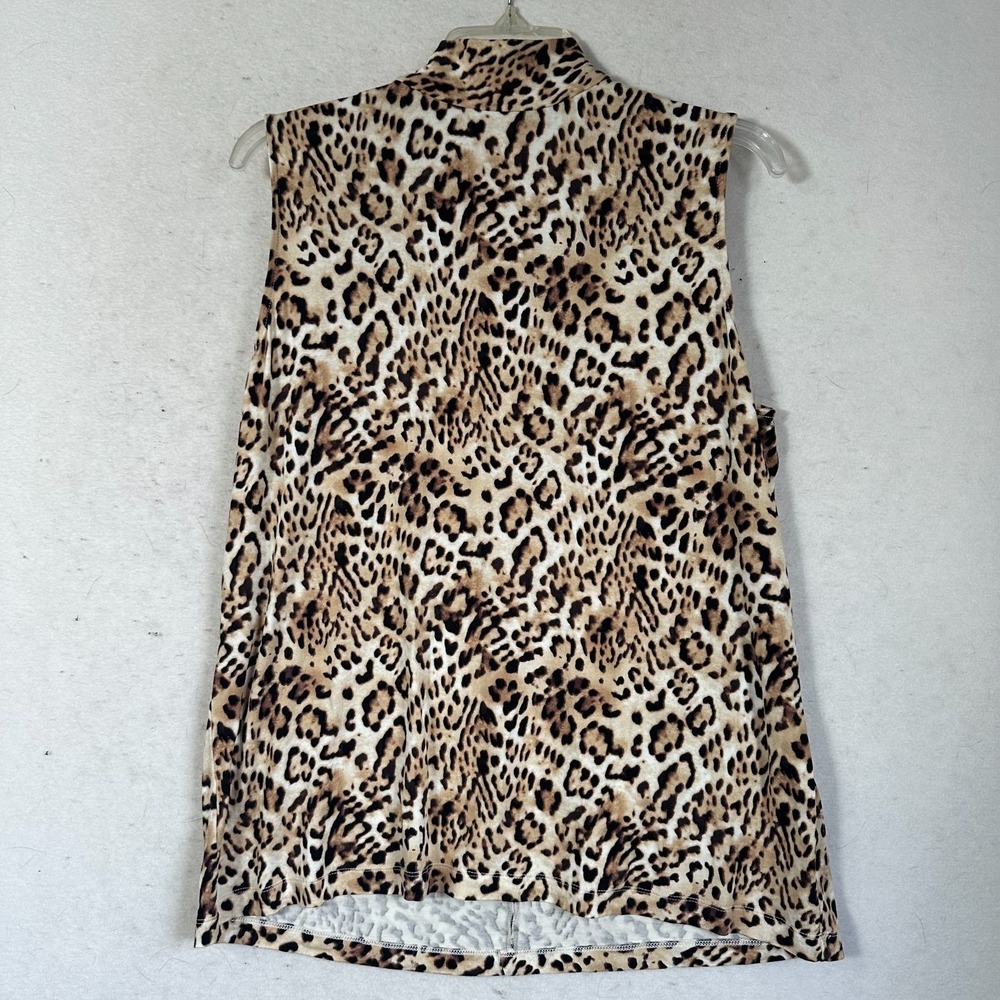 Chico's Neutral Animal Print Mock Neck Tank Back Zipper Size 2 (L) top shirt